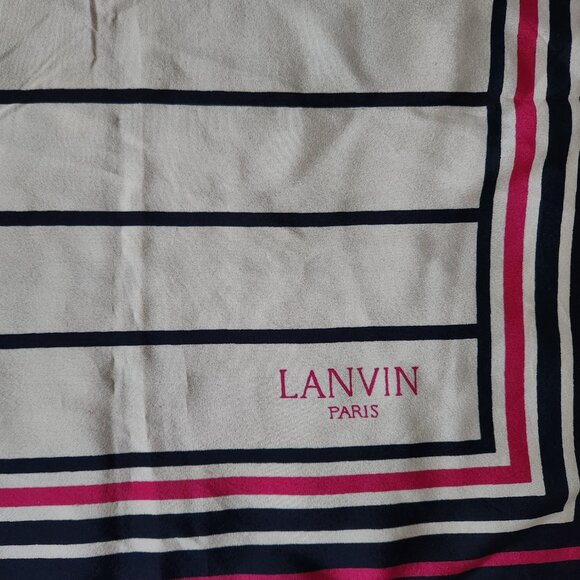 LANVIN PARIS VINTAGE 100% SILK WOMAN SQUARE SCARF GEOMETRIC DESIGN - Picture 4 of 9